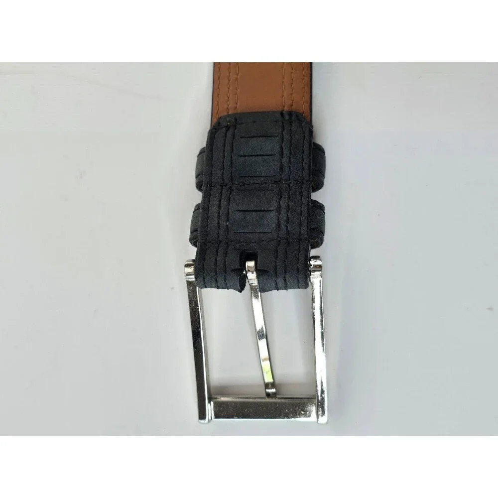 Lejon textured black leather dress belt